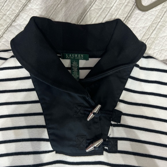 Ralph Lauren Blue/White Striped Nautical Women's Sweater Shawl Neck Size Large - Picture 4 of 8